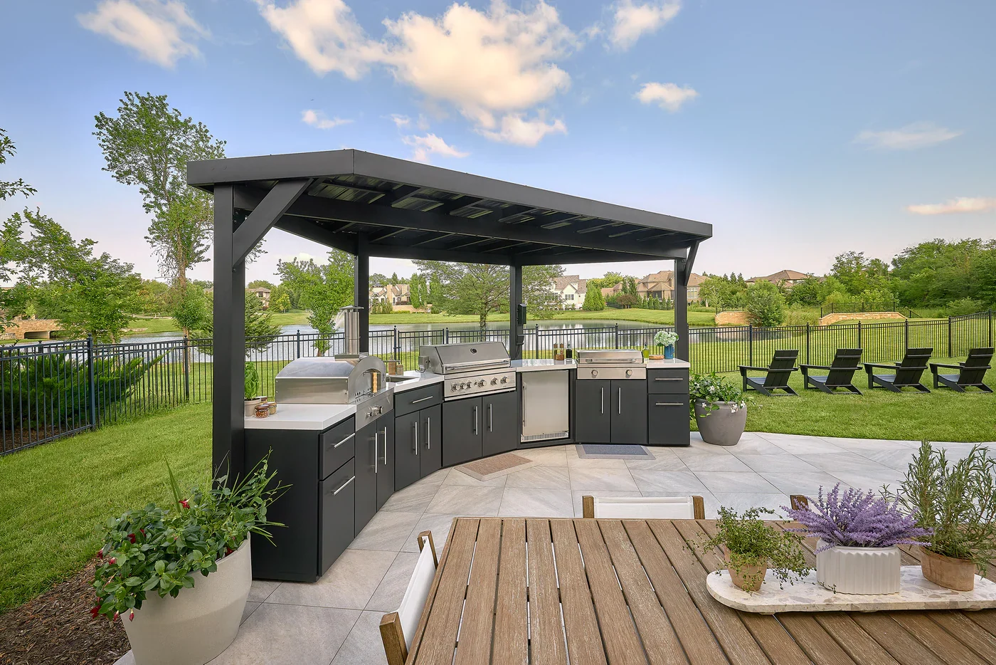 Premium louvered pergola over an outdoor living space